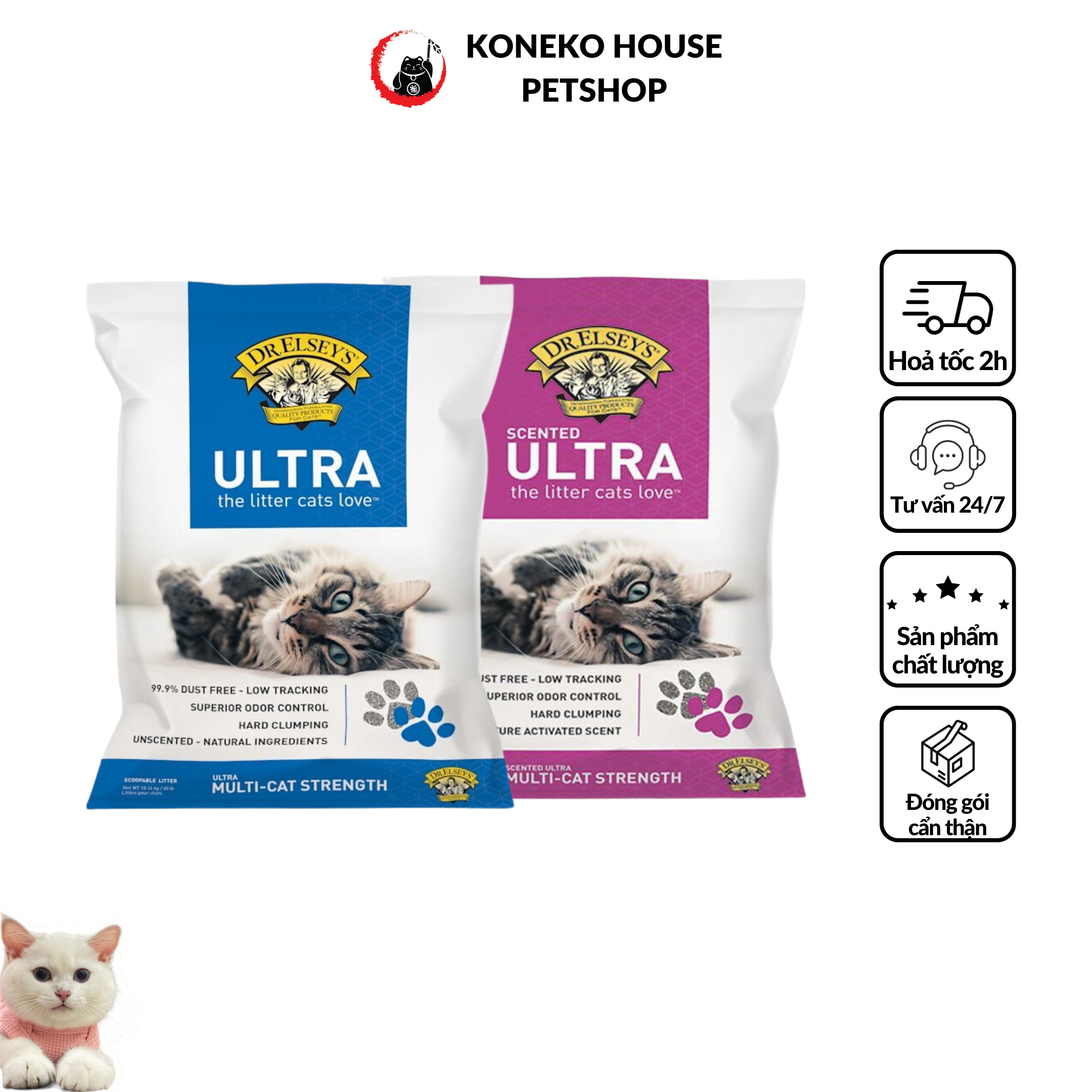 Cát vệ sinh cho mèo - cát vệ sinh không bụi dr elsey’s ultra