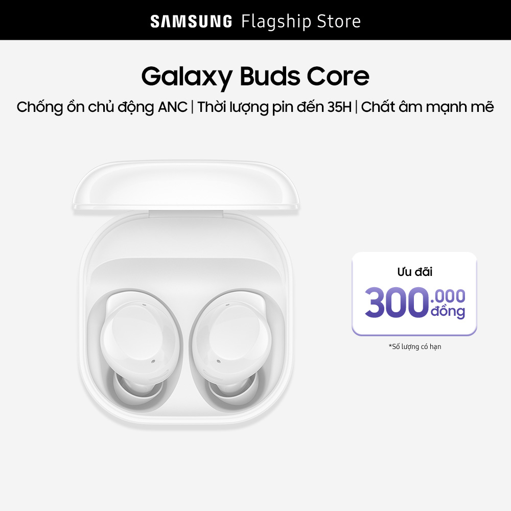 Tai nghe Samsung Galaxy Buds Core. Chống ồn chủ động ANC, Thời lượng pin đến 35H, Chất âm mạnh mẽ