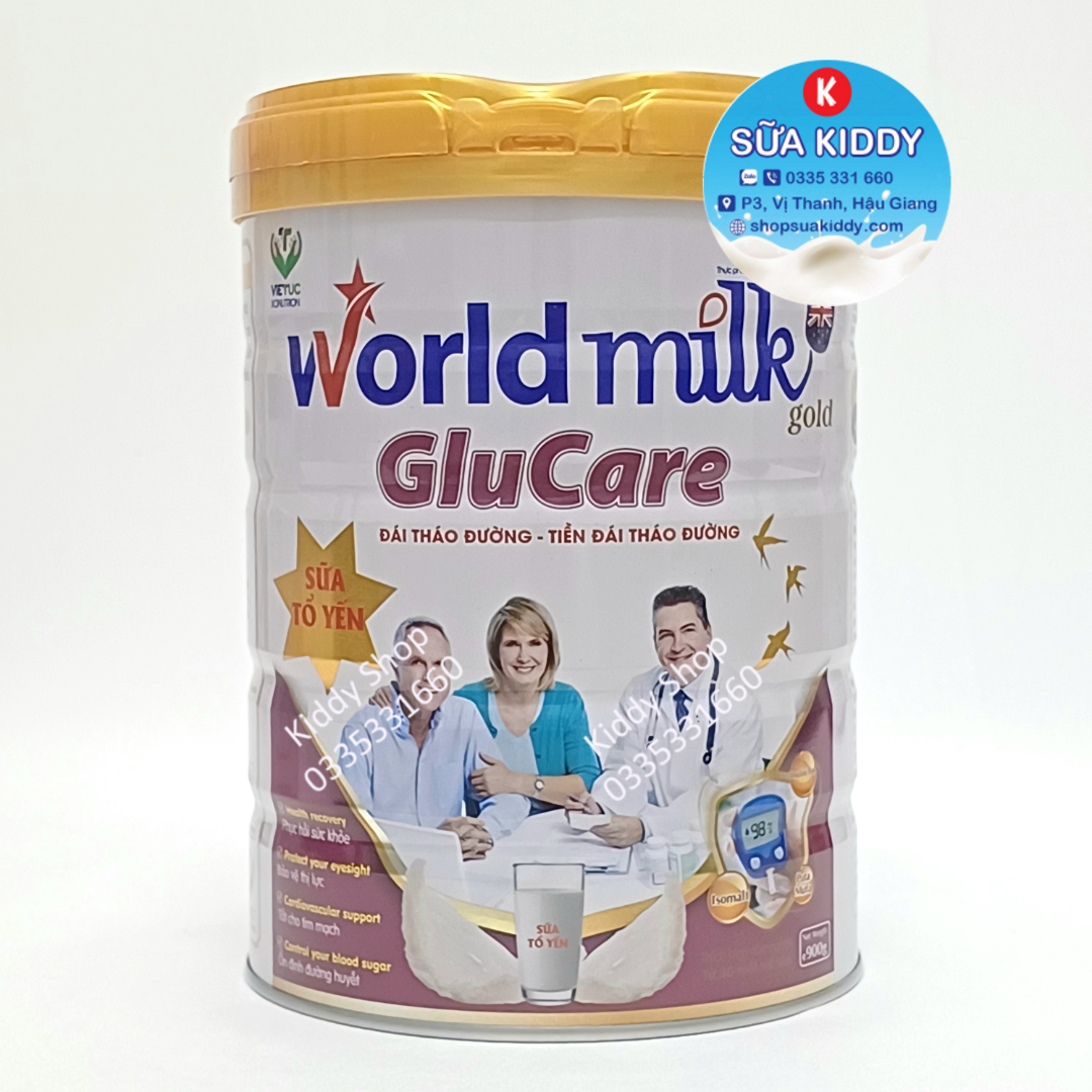 Sữa tổ yến tiểu đường world milk glucare 900g dành cho người bệnh tiểu đường và tiền tiểu đường