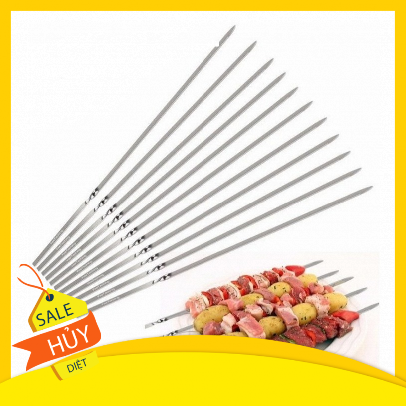 Bộ 10 que xiên thịt bằng inox dùng cho bếp nướng