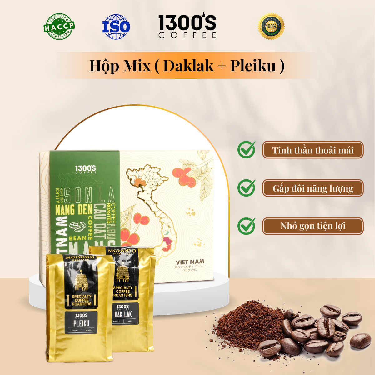 Cà phê 1300'S hộp 700g Mix vị