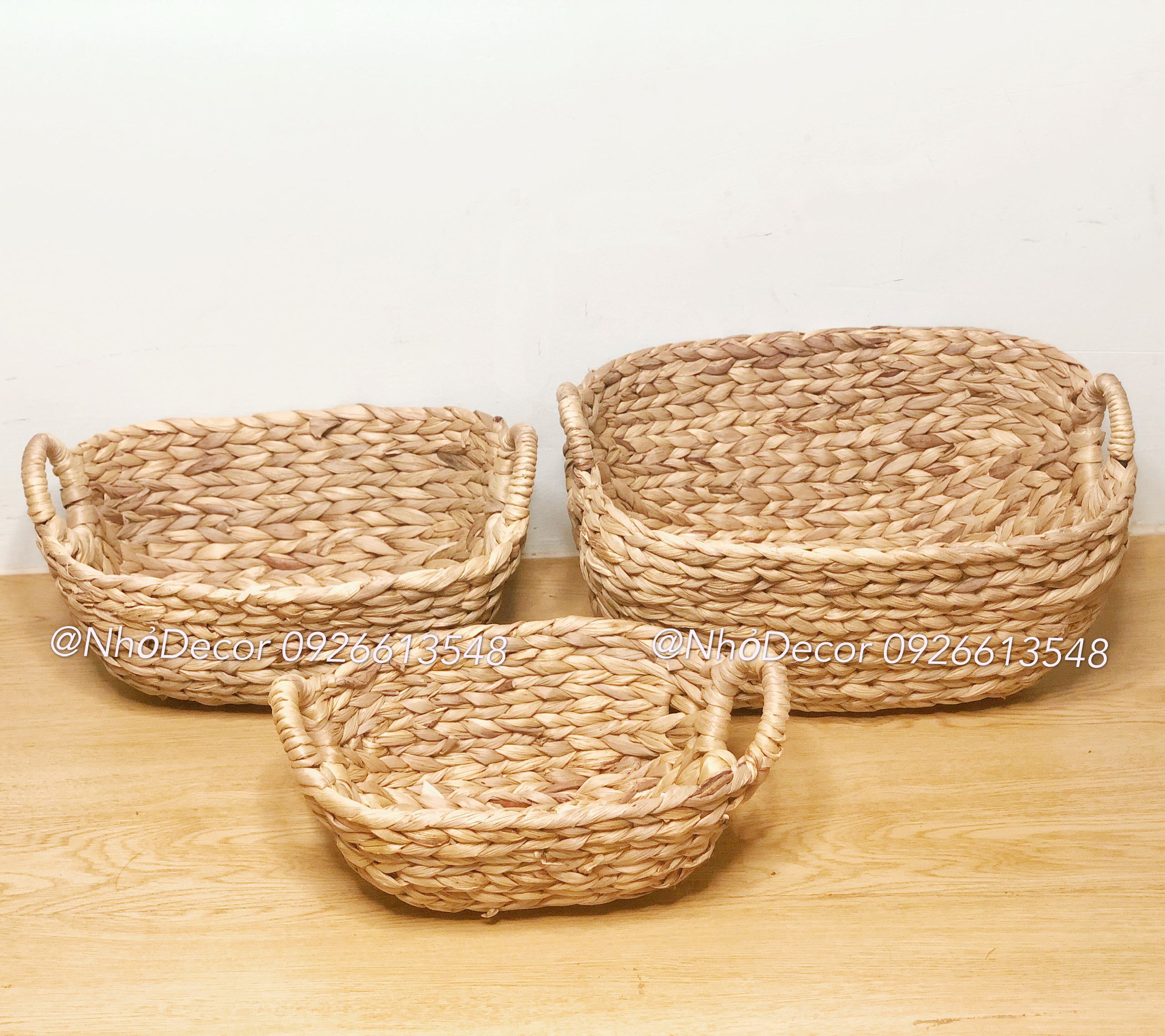 [HCM]Bộ 3 sọt lục bình đa năng hình thuyền đựng trái cây khăn lông trang trí decor hàng Việt Nam xuất khẩu