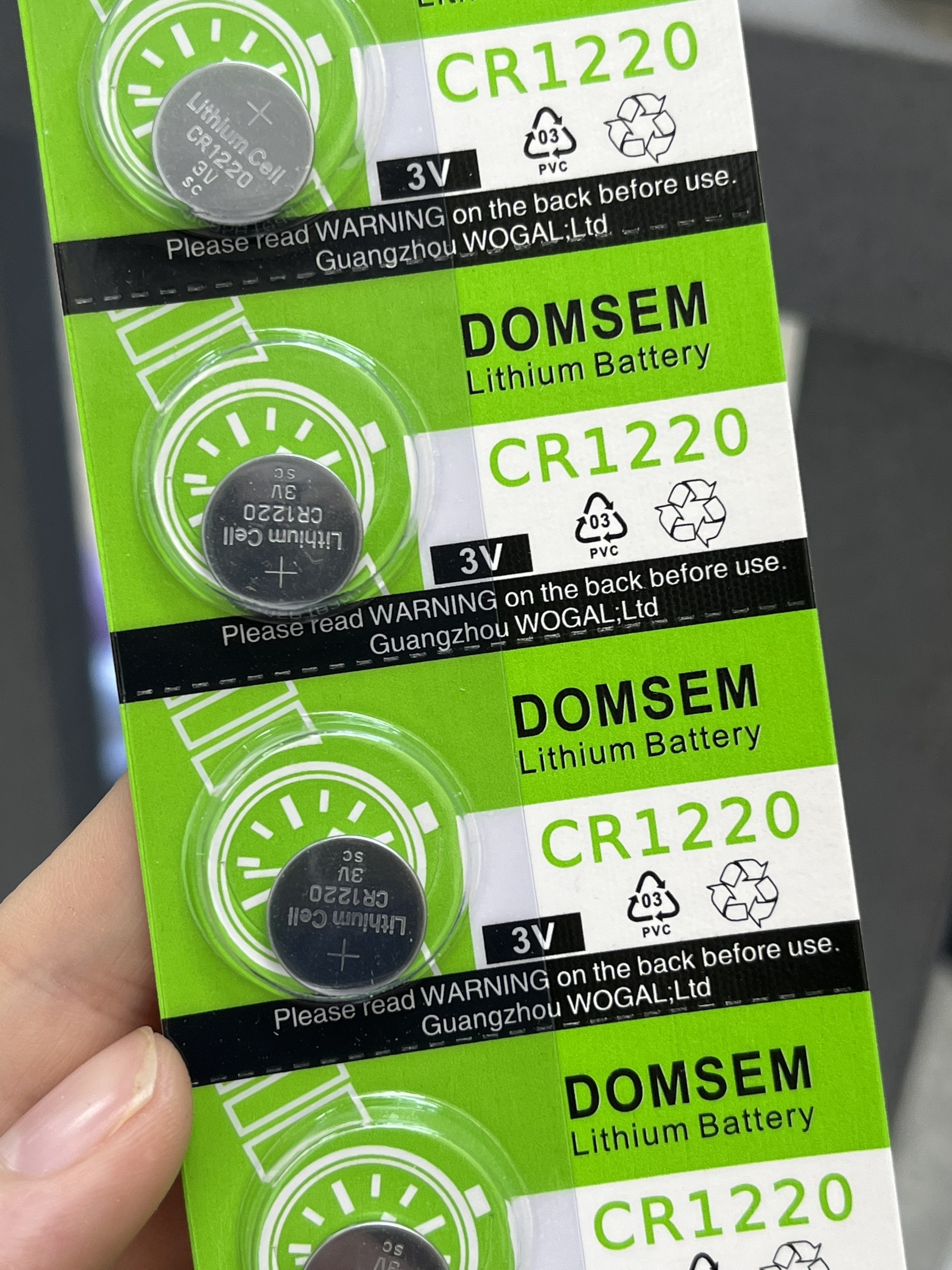 Vỉ 5 viên pin cr1220 1220 domsem lithium 3v