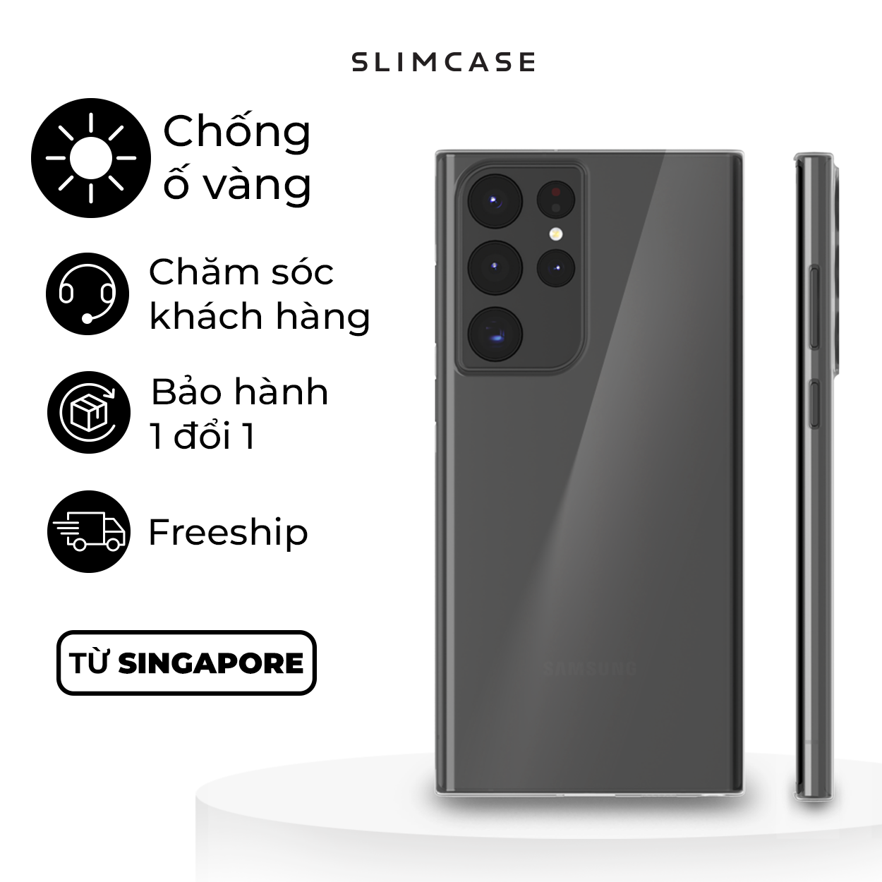 Ốp lưng Slimcase cho Samsung Galaxy S22 Series - Nhựa Armour Plastic Cao cấp, Siêu mỏng, không ố vàng - Hàng chính hãng