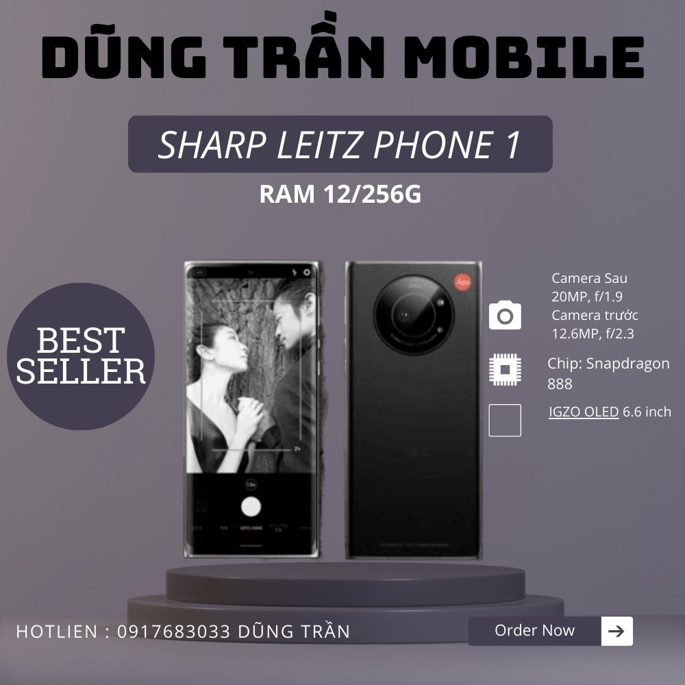 Điện thoại sharp leitz phone 1 máy đẹp nguyên zin ram 12/256g 1 sim chipsnack 888 pin 5000