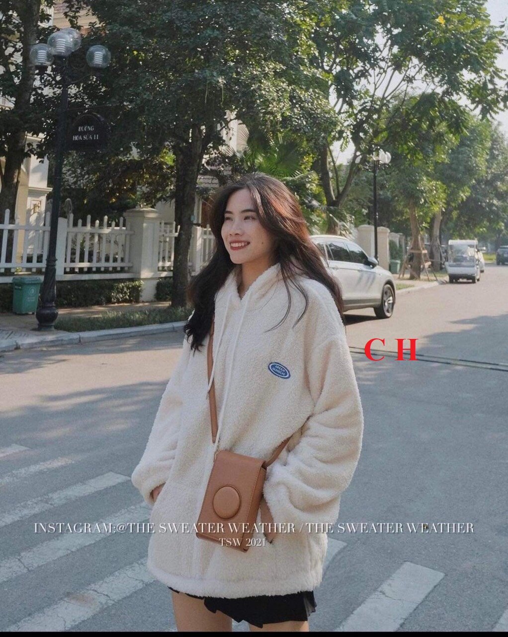 Áo lông nữ Hoodies có mũ dáng thụng siêu xinh