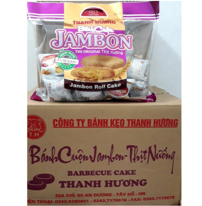 Thùng 10 Gói Bánh Cuộn Jambon Thịt Nướng Thanh Hương 400gr
