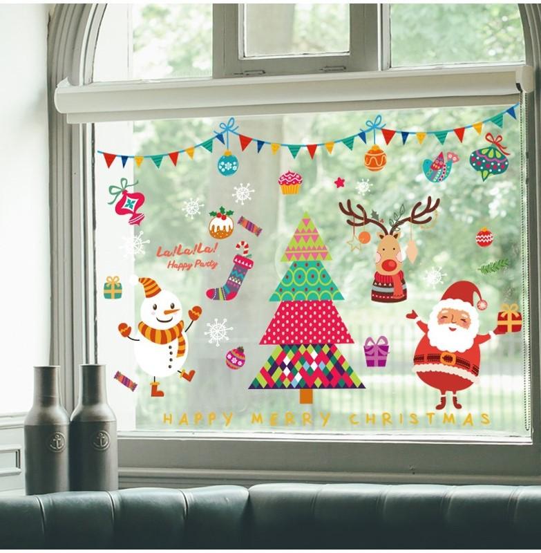 Decal trang trí noel - ông già noel cây thông người tuyết SK9229- giáng sinh tết