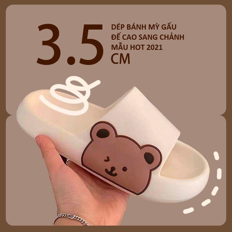 Dép bánh mì hình gấu xinh xắn [H56] Lê nữ quai ngang đế cao sang chảnh kiểu dáng thời trang HOT 2021- LUCKY SHOES VN