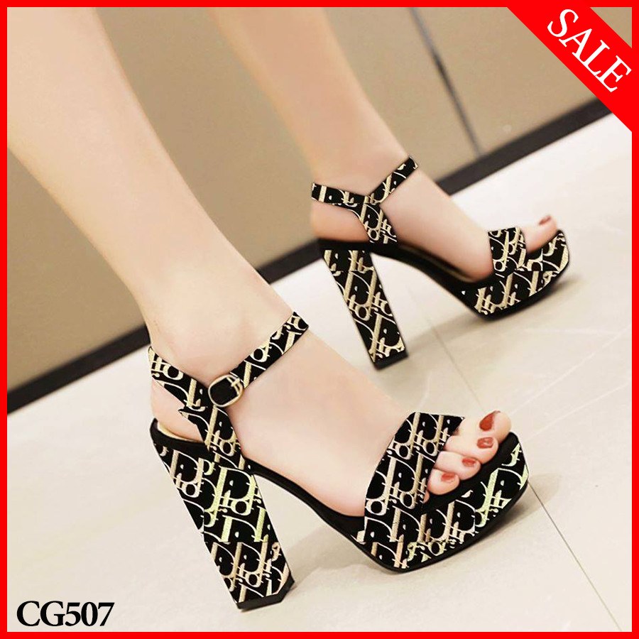 Giày cao gót quai nhung chữ d.i.o.r - cg507