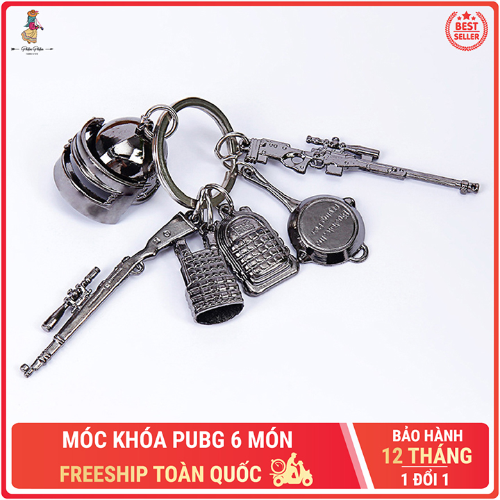 Móc khóa PUBG 6 món kim loại cho nam móc chìa khóa ô tô xe máy K98 Otaku Ninja Shop