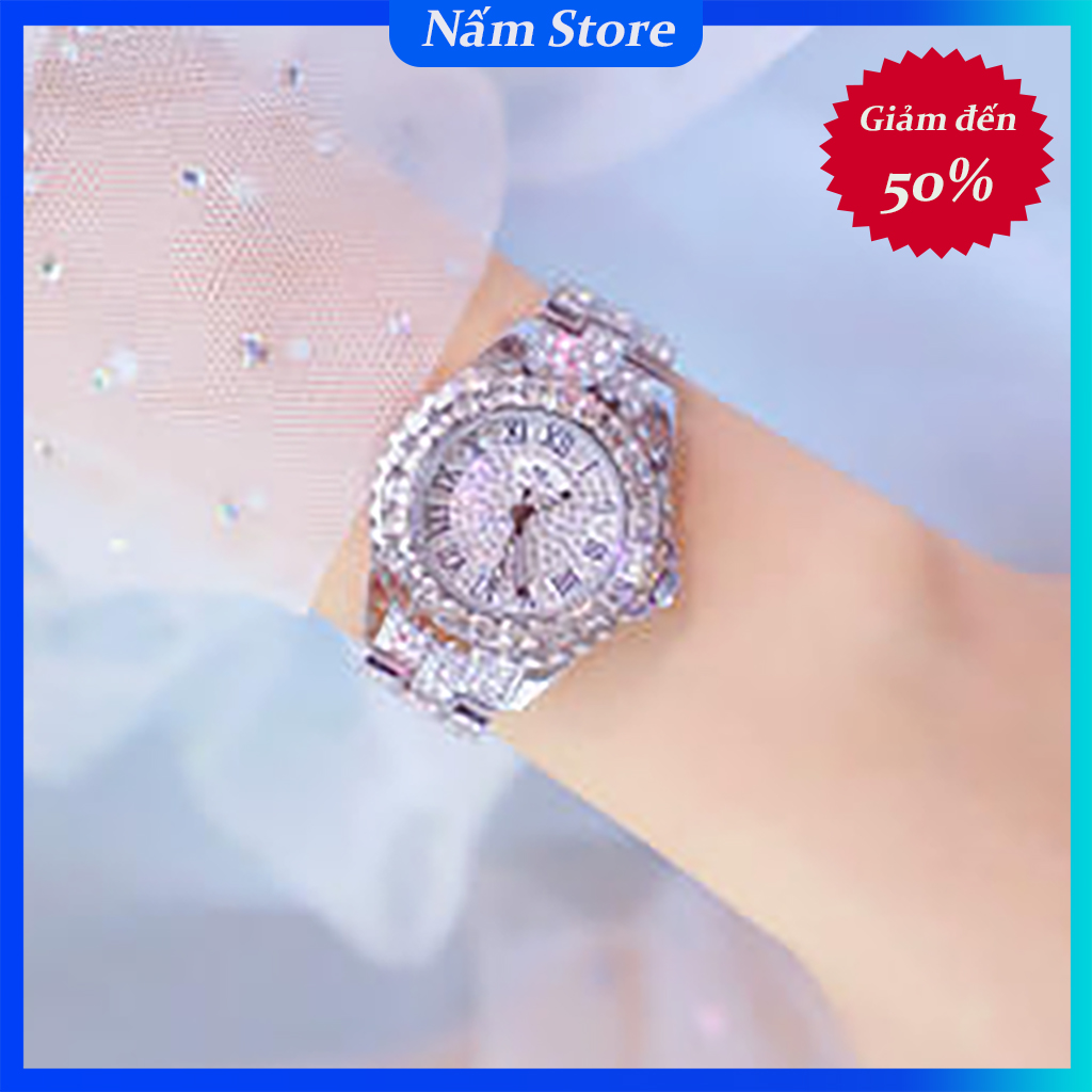 [HCM]Đồng Hồ Nữ BS BEE SISTER FA08090 Dây Kim Loại Đính Đá - Tặng Kèm Hộp + Pin Dự Phòng