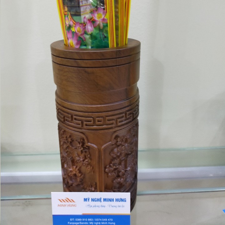 Ống đựng nhang bằng gỗ bách xanh