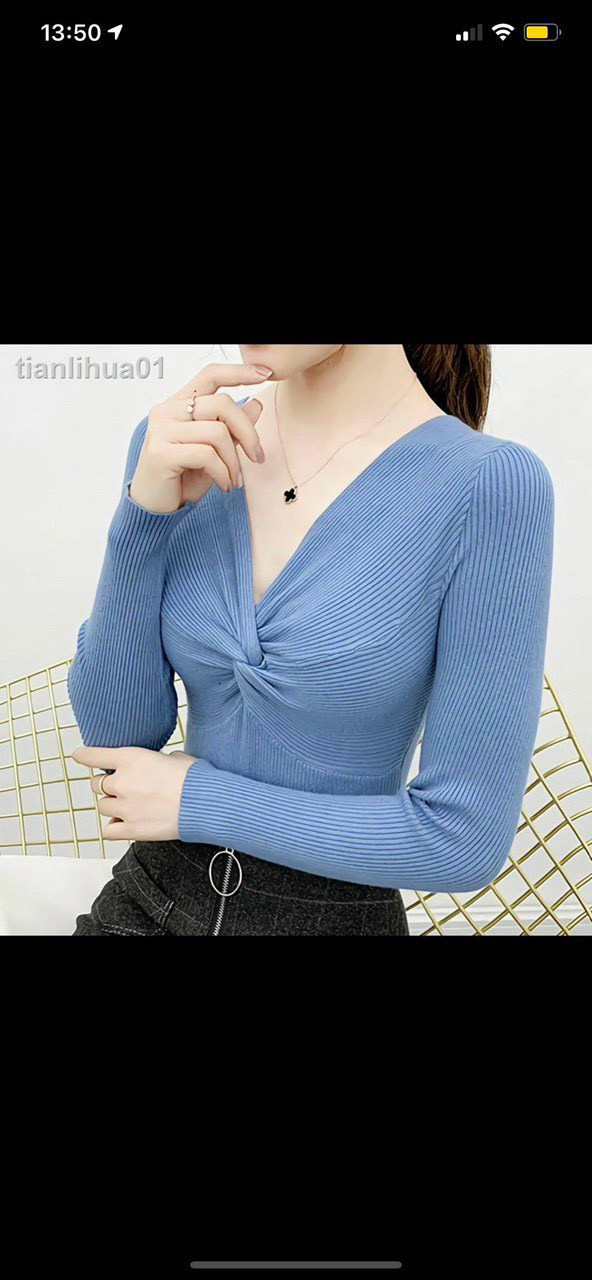 Áo thun kiểu tay dài xoắn ngực - dưới 48kg