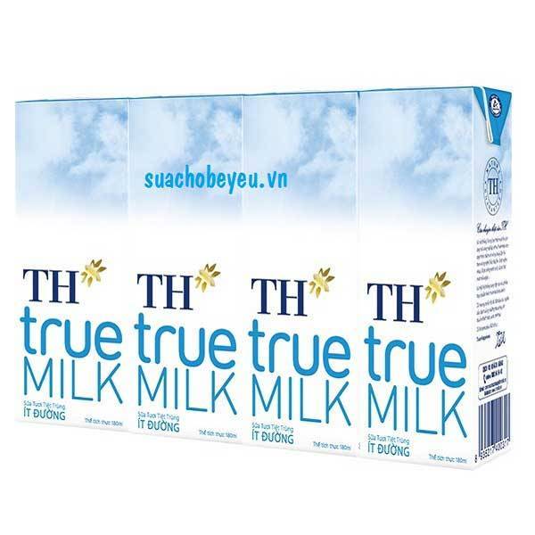 Sữa th true milk ít đường lốc 4 hộp 180ml