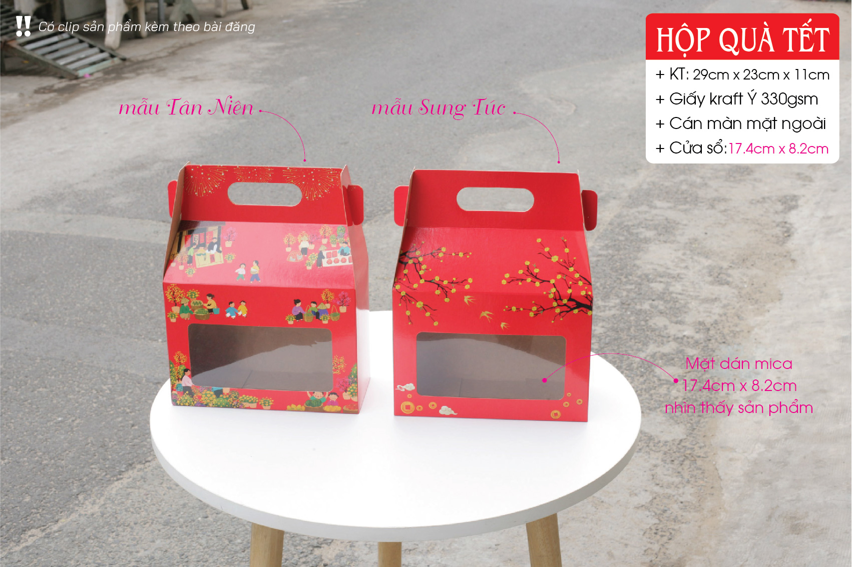 25 cái - Hộp quà tết - Hộp giấy kraft đựng quà Tết thực phẩm quà biếu