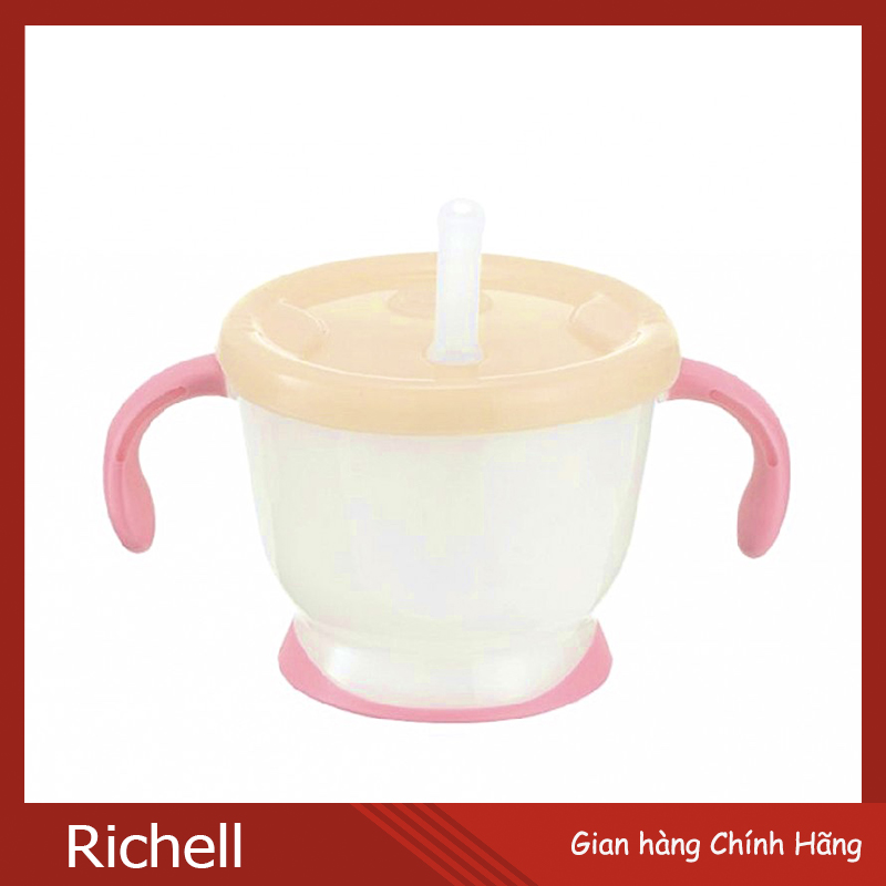 Cốc Tập Uống Richell Mẹ Nhấn Push SiliCone, Bé Tự Mút Hoặc Tháo Nắp Làm Ca. Thân TPE Cách Nhiệt Tay Hồng (Hãng Phân Phối Chính Thức)