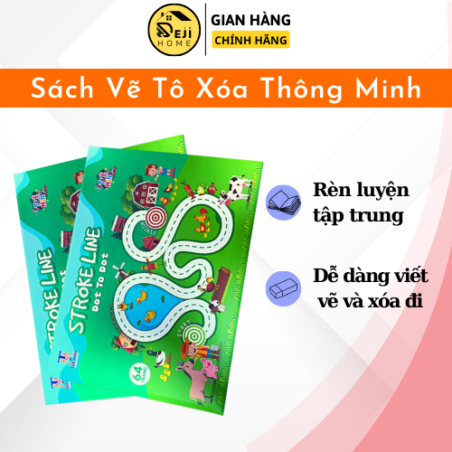 Sách vẽ tô xóa thông minh, sách tập viết cho bé tập tô vẽ thông minh xóa được 68 trang cho bé 1-6 tuổi