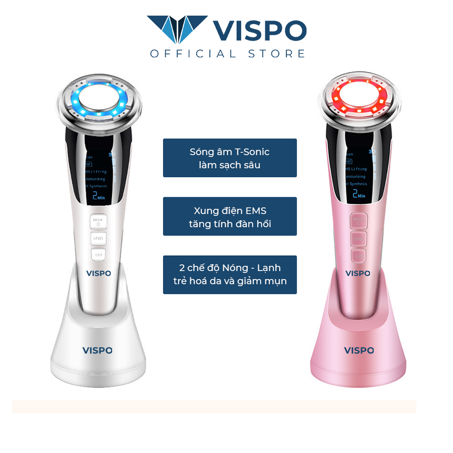 Máy massage mặt VISPO VP-CM23, làm đẹp da 5 in 1, giúp nâng cơ mặt, rửa sạch sâu, tăng cường hấp thụ khóa giữ tinh chất dưỡng da, trẻ hoá làn da.