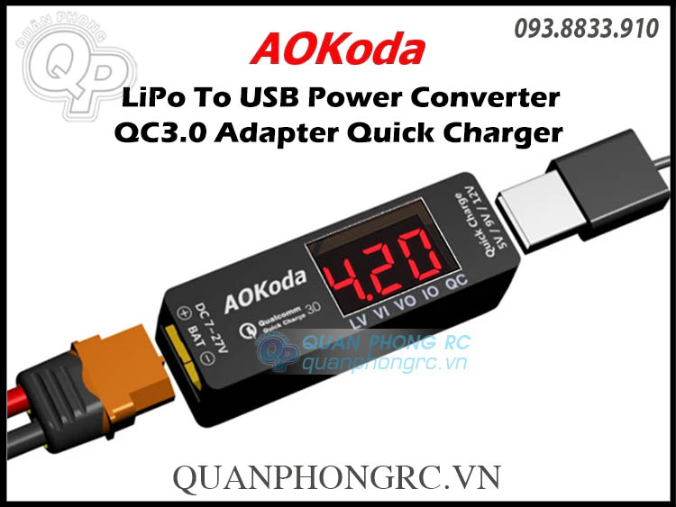 Sạc USB 5V Bằng Pin LiPo - AOKoda
