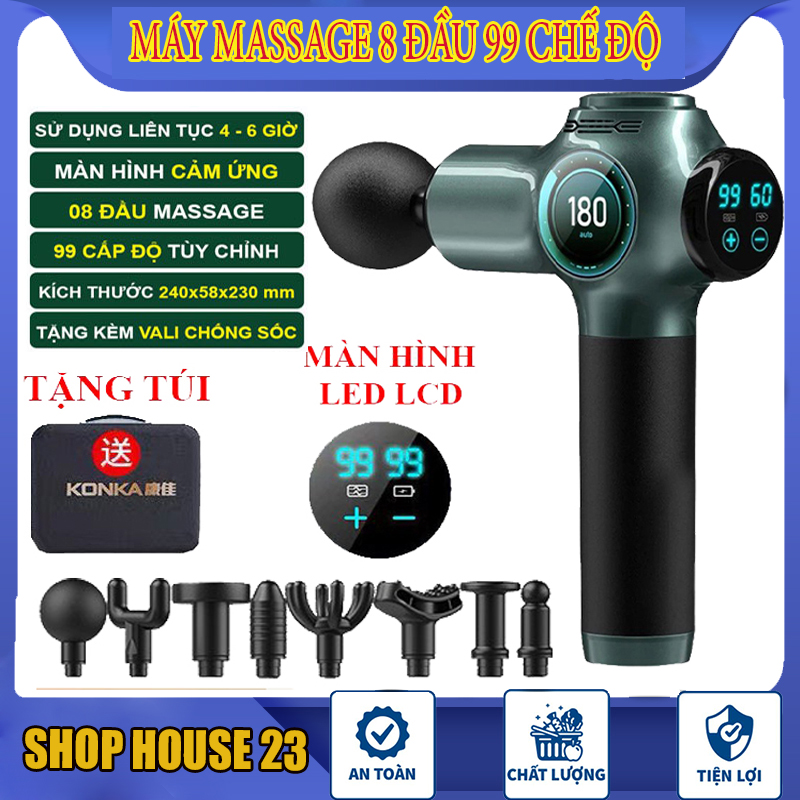 Máy massage cầm tay mini Máy massage cầm tay KONKA 8 đầu 99 cấp độ trị đau nhức toàn thân súng massage kèm 8 đầu mát xa chuyên sâu Súng massage đấm lưng mát xa trị liệu cổ vai gáy..BẢO HÀNH 12 THÁNG