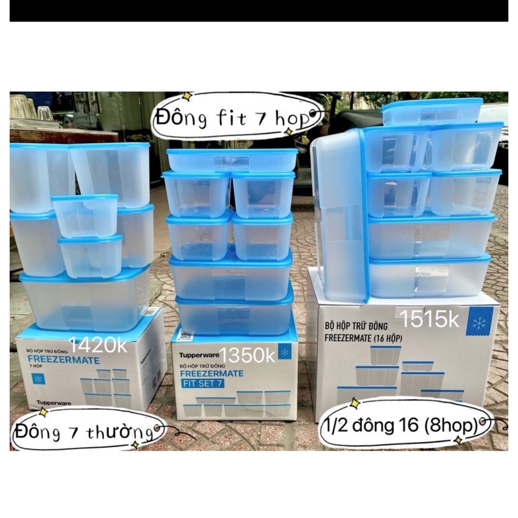 Set trữ đông 4 rainbow / 6 / fit 7 tím / 8 hộp tách đông 16 tupperware