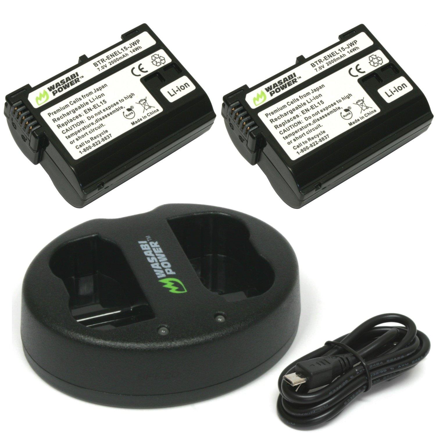 Combo 2 viên pin và sạc đôi wasabi en-el15 for nikon d610 d810 d7000 d7100
