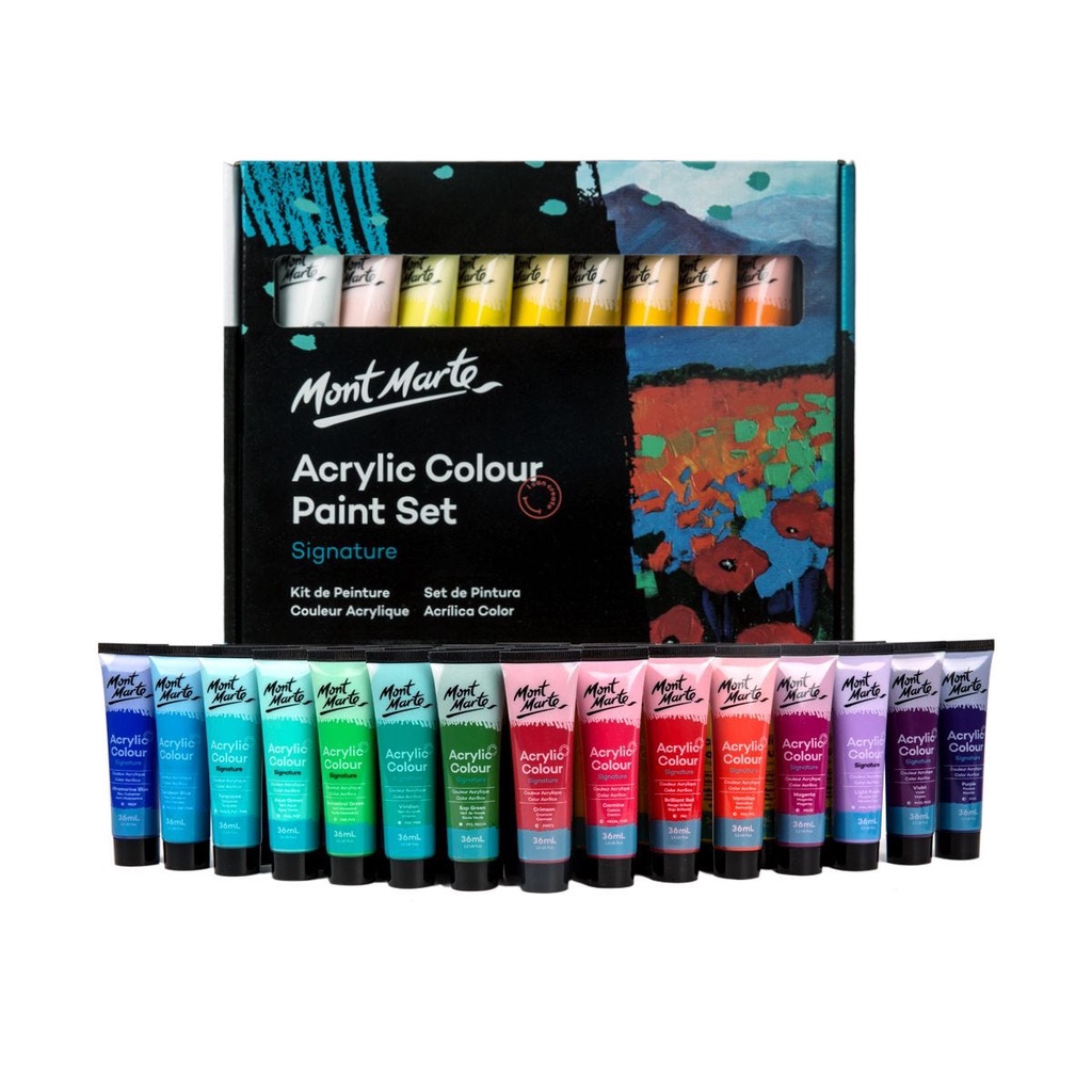 Bộ màu acrylic mont marte 18/24/36/48 màu x 36ml - msch1836/msch2436/msch3636/msch4836