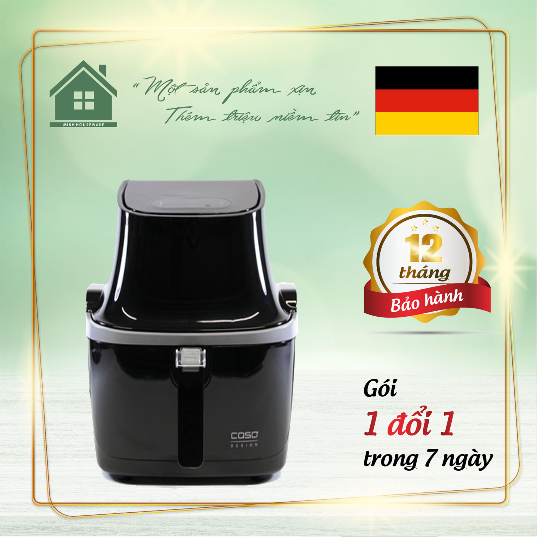 Nồi chiên không dầu caso af400 dung tích 3,2l công suất 2050w chiên nướng thực phẩm cực tiện và ngon, chắt lọc mỡ thừa - minhhouseware hàng nhập khẩu 100% từ đức bảo hành 12 tháng, 1 đổi 1 trong 7 ngày nếu lỗi nsx