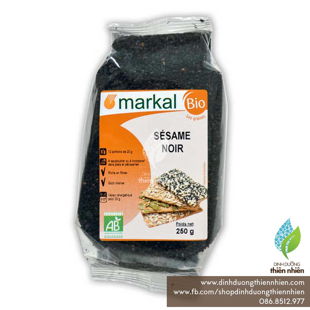 Hạt mè đen hữu cơ markal organic black sesame, 250g