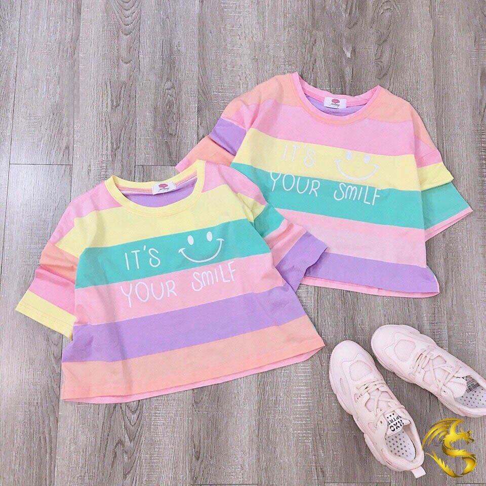 Áo thun croptop mặt cười dễ thương cho bé gái 1 tuổi