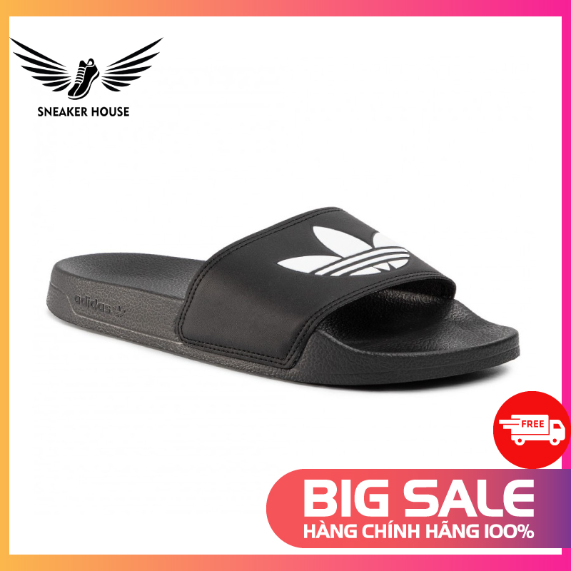 Sneaker-house dép nam adidas adilette lite slides 'trefoil logo core black' fu8298, đế êm, siêu nhẹ