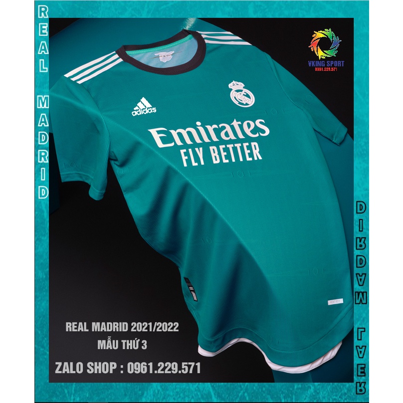 Áo Real Madrid Sân Khách 2021  Bộ Quần Áo Bóng Đá CLB Real Madirid Mẫu Thứ 3 Hàng Thái Xịn Màu Xanh