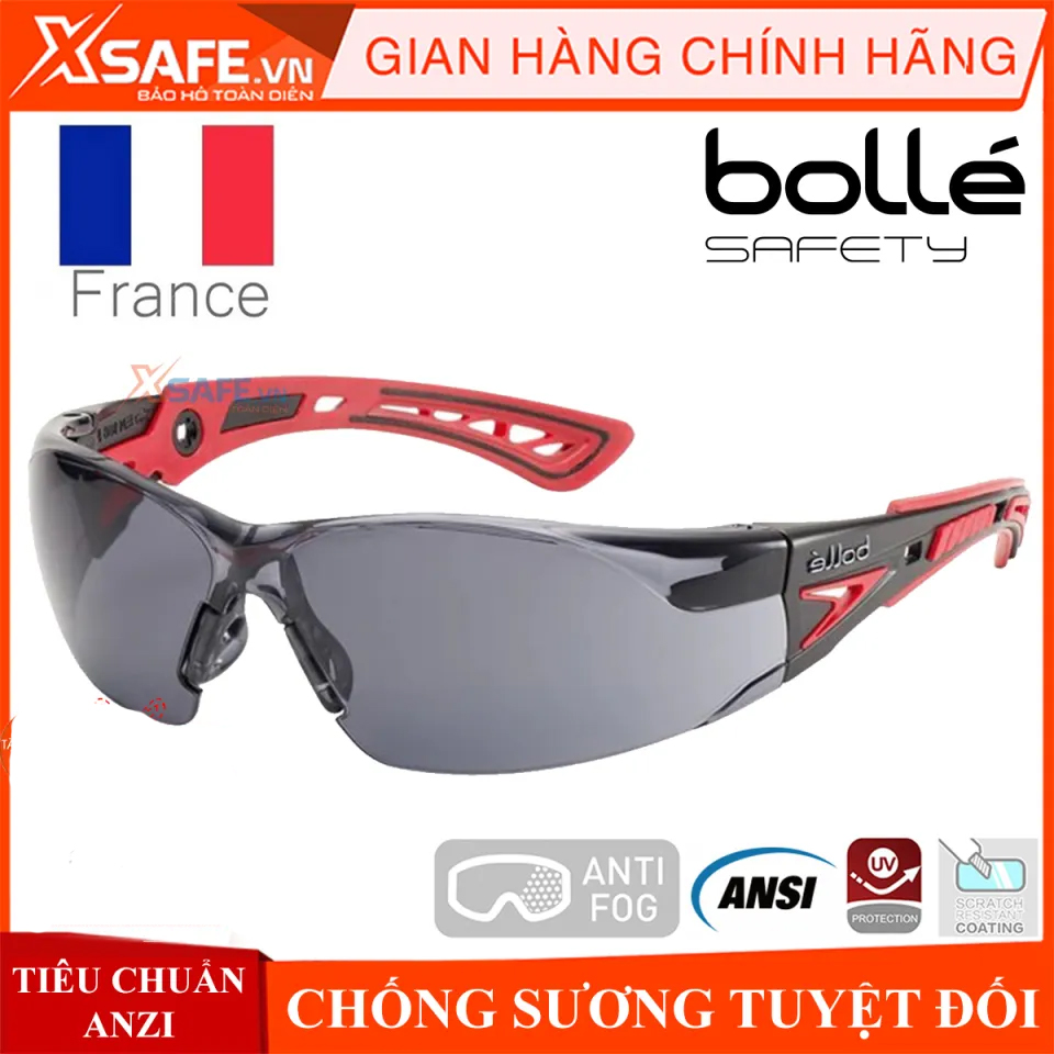 Kính bảo hộ Bolle Rush Pluskính chống đọng nước, chống xước cường độ cao, ngăn chặn tia UV, Mắt kiếng trong suốt, bảo vệ mắt du lịch, lao động, đi xe máy