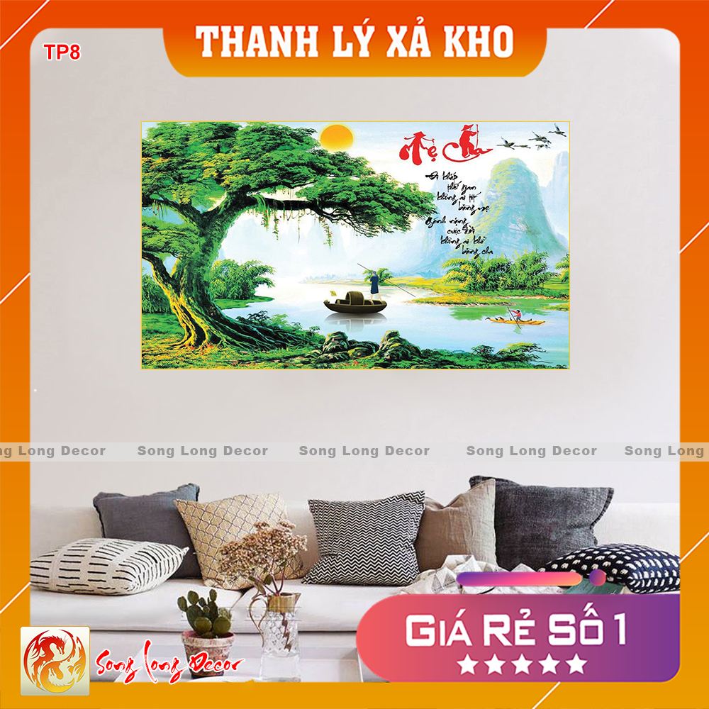 [THANH LÝ SẢ KHO] Tranh dán tường 3d - Tranh 3D Thư Pháp  - Tranh Cha Mẹ TP008 - Giấy dán tường 3d - Song Long Decor