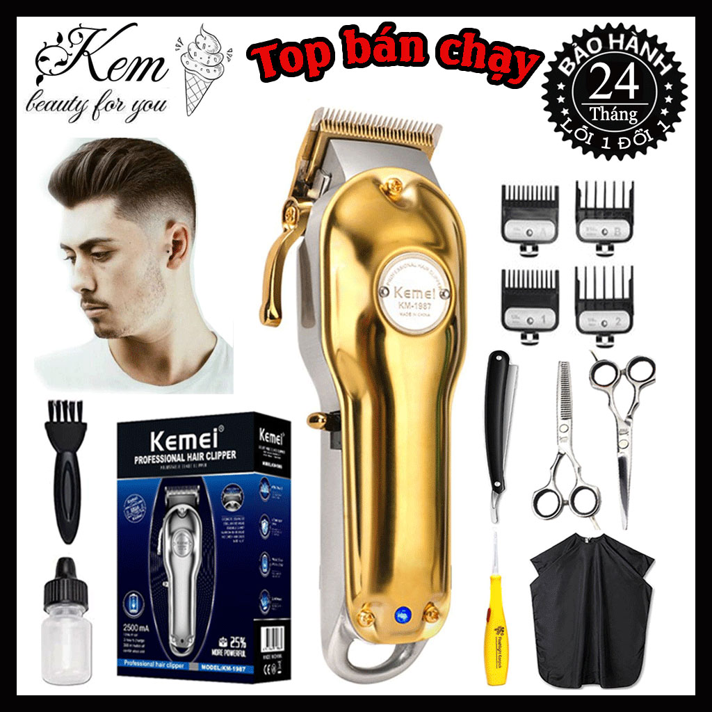 Tông đơ cắt tóc kemei km 1987, hớt tóc gia đình, trẻ em, máy cắt tóc đa năng, không dây, chuyên nghiệp