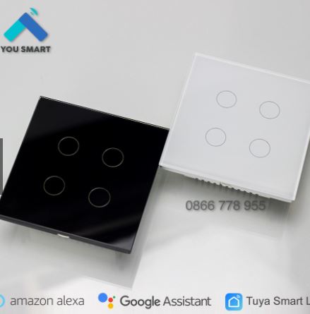 Công Tắc Thông Minh Vuông Wifi Tuya Smartlife 4 Nút.