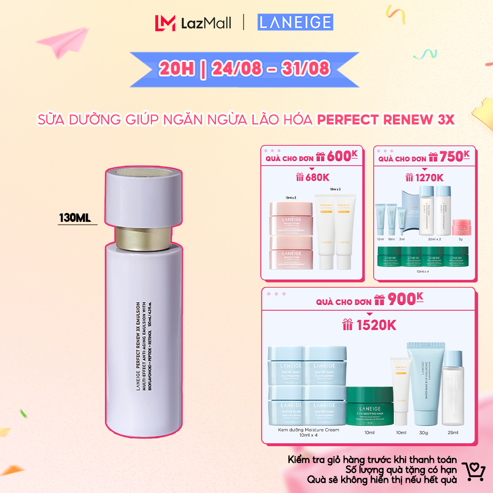 Sữa dưỡng giúp ngăn ngừa lão hóa laneige perfect renew 3x emulsion 130ml
