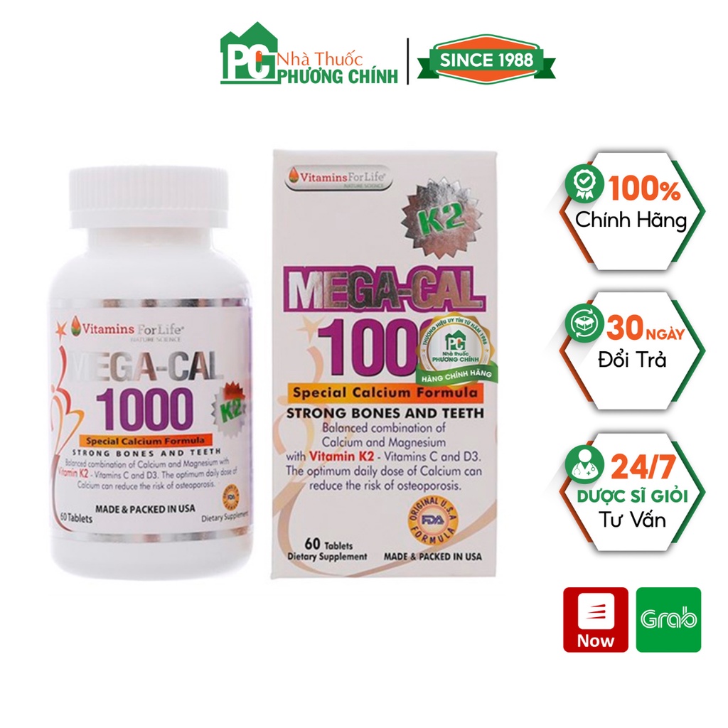 Canxi mega cal k2 vitamins for life - bổ sung calcium & vitamin d3, k2 giúp ngăn ngừa loãng xương, hỗ trợ trẻ phát triển chiều cao