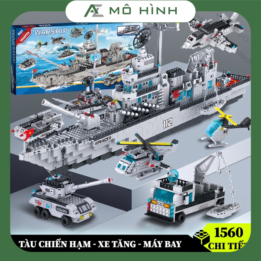 Đồ chơi lắp ráp Tàu chiến hạm TCH1560 bộ xếp hình lắp ghép mô hình tàu chiến đồ chơi cho bé