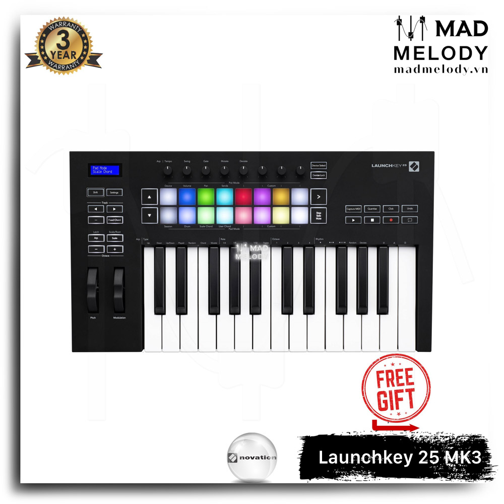 Novation Launchkey 25 MK3 USB MIDI Controller [đàn soạn nhạc 25 phím Launchkey thế hệ 3 mới nhất NEW]