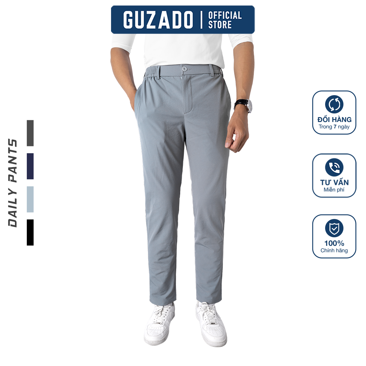  GUZADO - Quần Dài Thể Thao Form Âu Chất Gió Mềm Mịn Co Giãn Thoải Mái GDC03 