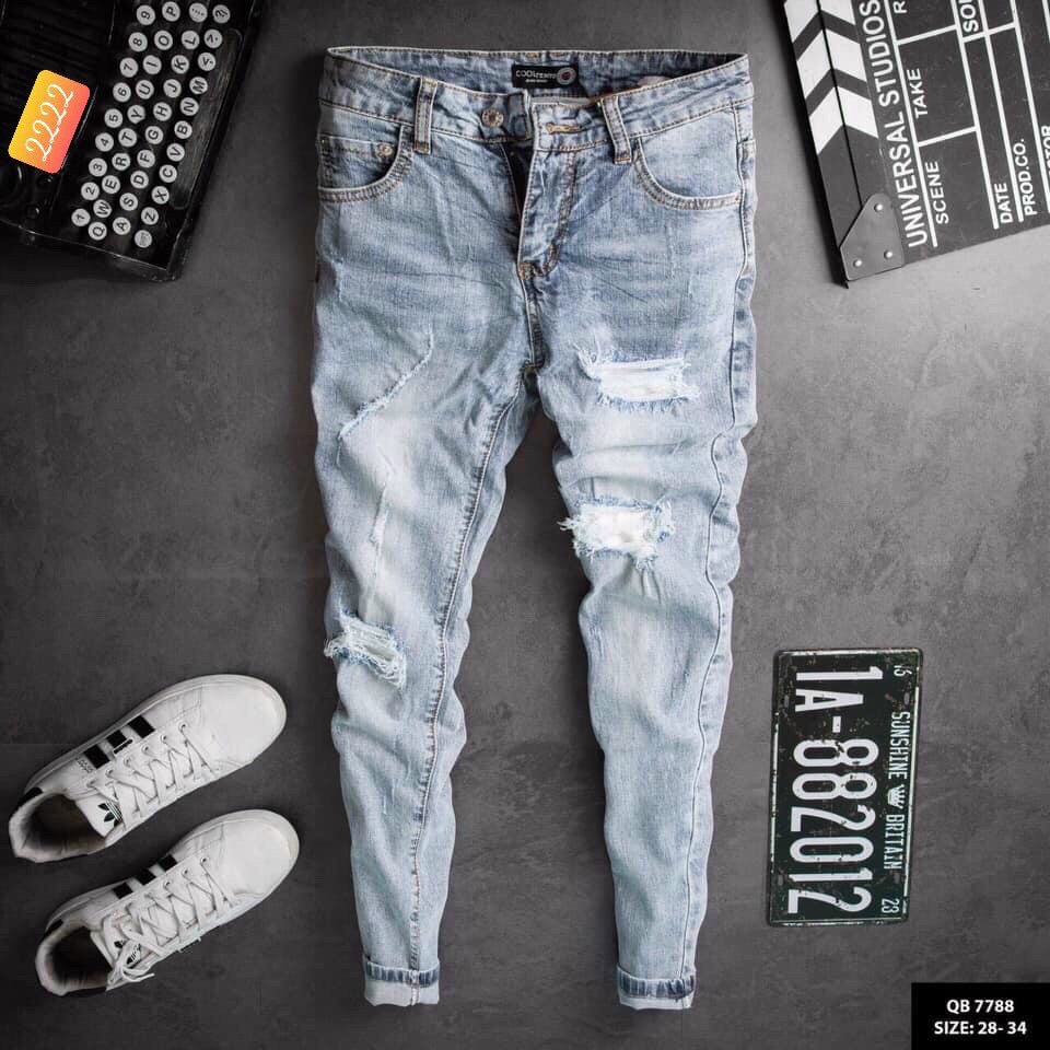 Quần jean nam rách cao cấp vải denim siêu co dãn hàng chuẩn shop ( hình shop tự chụp ) kvq49