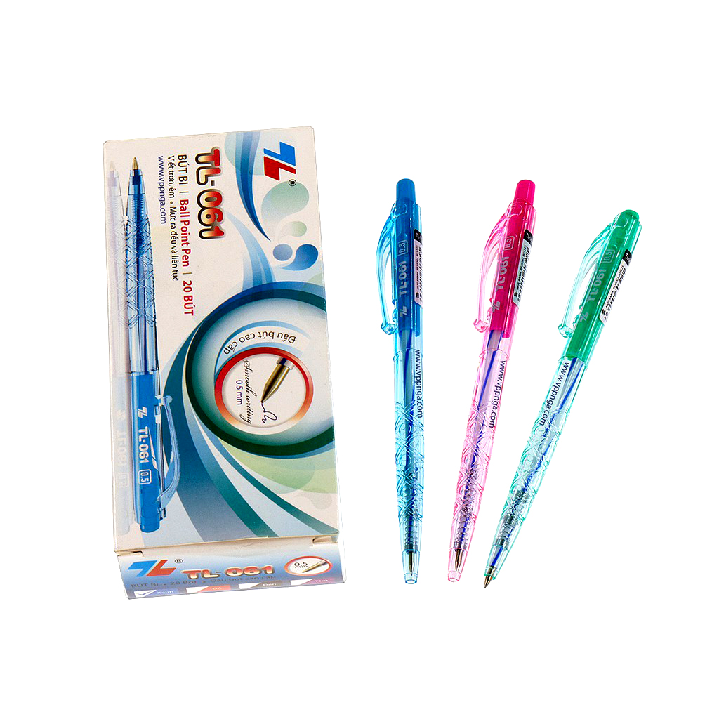 Bút bi thiên long tl - 061 - hộp 20 bút - màu xanh