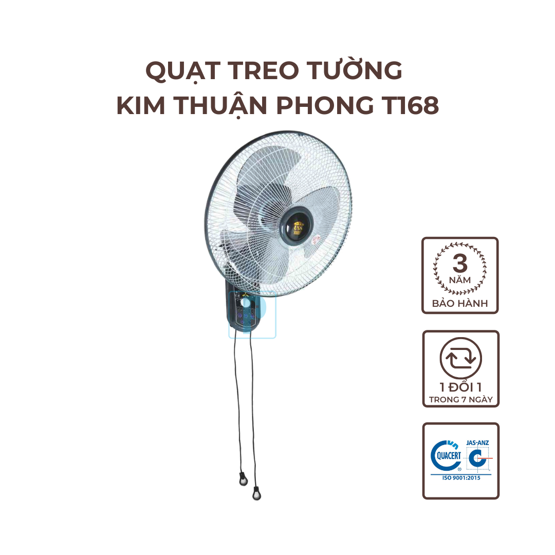 Quạt treo tường 2 dây kim thuận phong t168