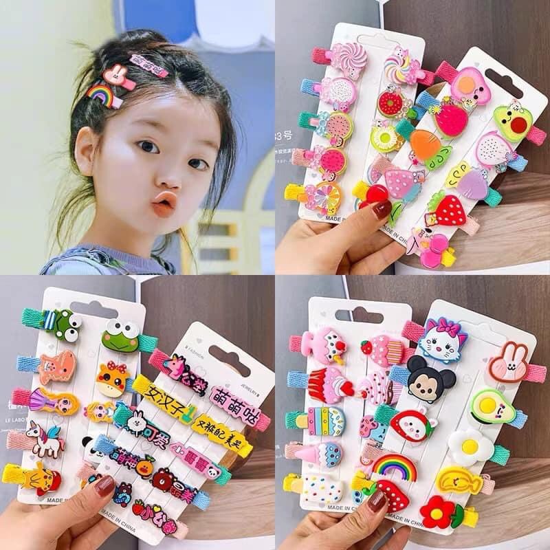 Vĩ 10 kẹp mái hình thú hoa quả, hoạt hình cho bé