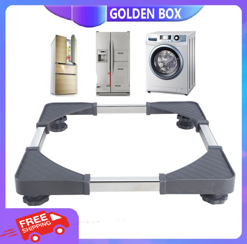 Chân đế kê tủ lạnh - máy giặt khung inox đế nhựa chống rung qs , chân kệ máy giặt tủ lạnh khung inox