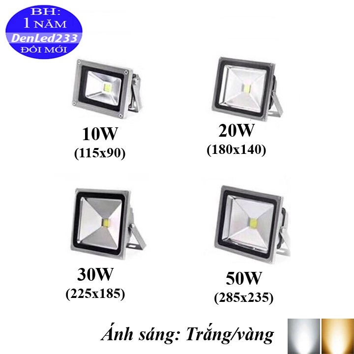 Đèn pha led 10w 20w 30w 50w. sáng trắng/vàng