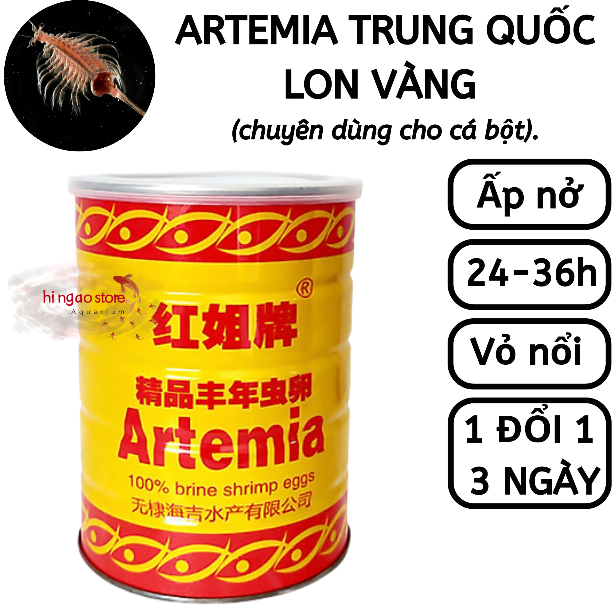 Trứng Artemia Trung Quốc Lon Vàng tỉ lệ nở cao (Chiết lẻ) - Thức ăn cá cảnh (2) | Hingaostore.