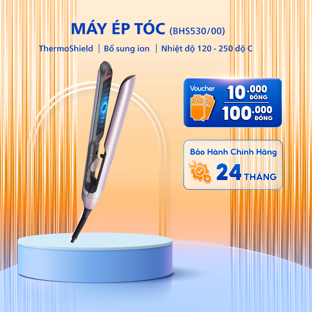 Máy Ép Tóc Duỗi Tóc PHILIPS BHS530/00, Công Nghệ ThermoShield, Bổ Sung ion, Tấm Ép Linh Hoạt, Bảo Hành 24 Tháng